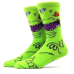 Rugrats | Reptar | Cartoon Character Socks | Gift | Green | Purple